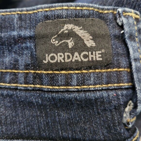 Jordache Bootcut Jeans Womens 16 Blue Dark Wash Stretches Trouser Button Pockets - Picture 11 of 16